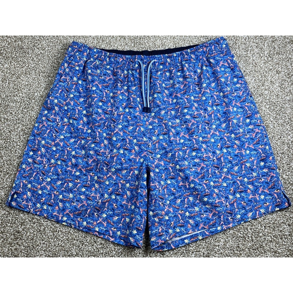 Peter Millar Swim Trunks‎ Men's XL Sunglasses Sports Car Helicopter Blue Print